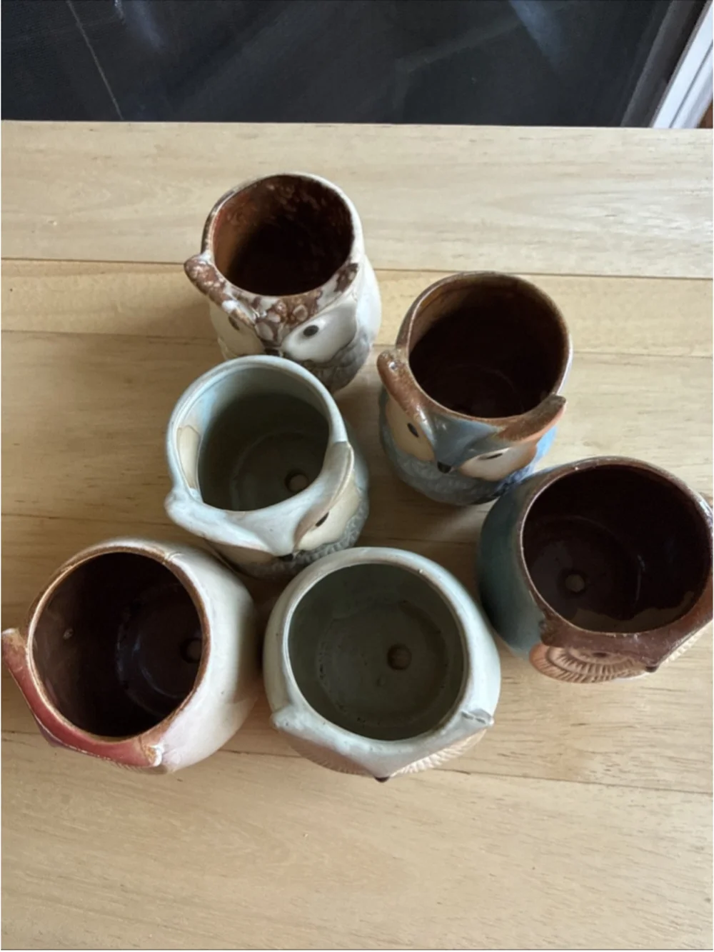 Small Ceramic Owl Succulent Planter Pots Set of 6